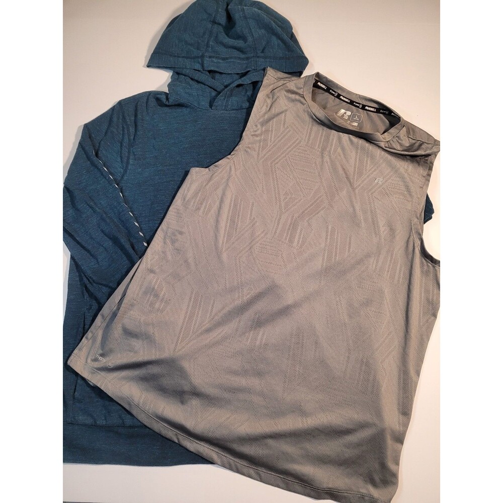 American Eagle& Russell Mens Activewear Lot Sleeveless & Hoodie Large #104
